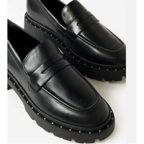 SCHUTZ Evereve New in Box Christie Studs Loafer in Black Leather // 10 - Picture 2 of 12